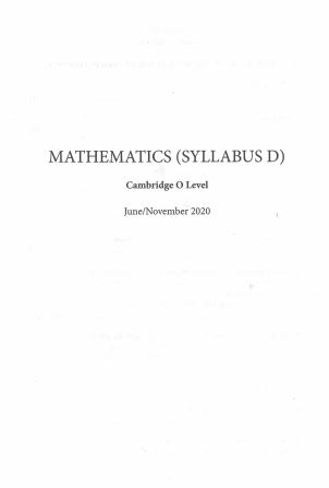 mathematics syllabus d - supplement