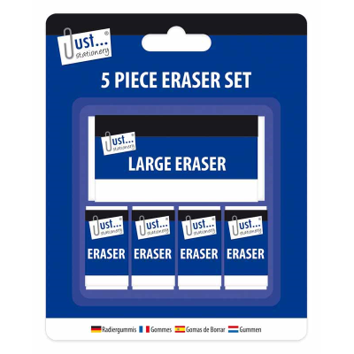 5 pack white erasers 4* small 1*large 6340