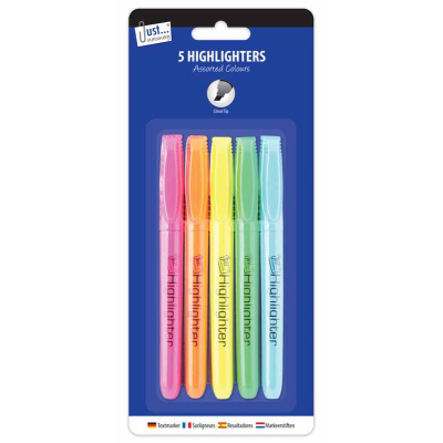 tallon 5 bright chisel tip highlighters (6363)