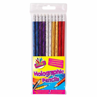 10 holographic hb pencils (6365)
