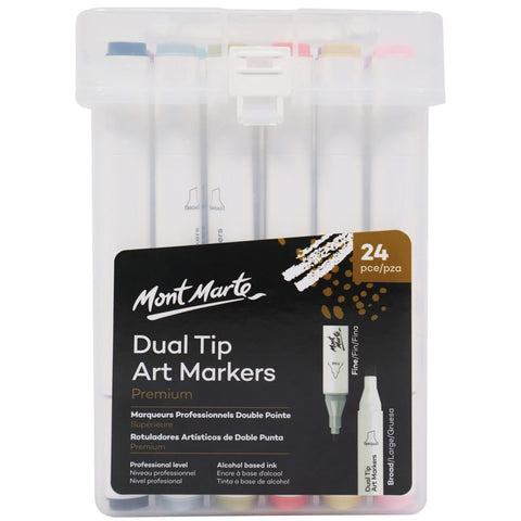 MM DUAL TIP ALCOHOL ART MARKERS 24PC IN CASE