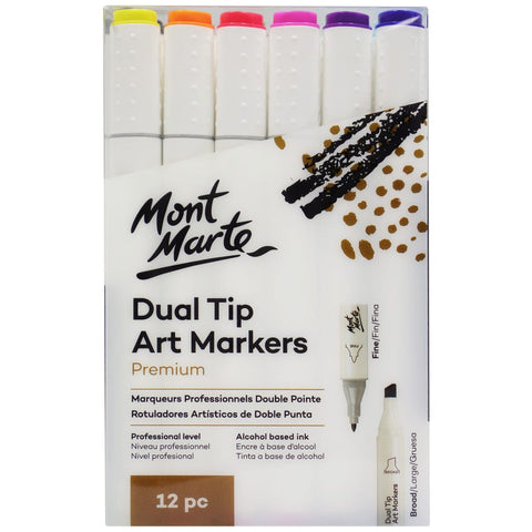 MM DUAL TIP ALCOHOL ART MARKERS 12PC
